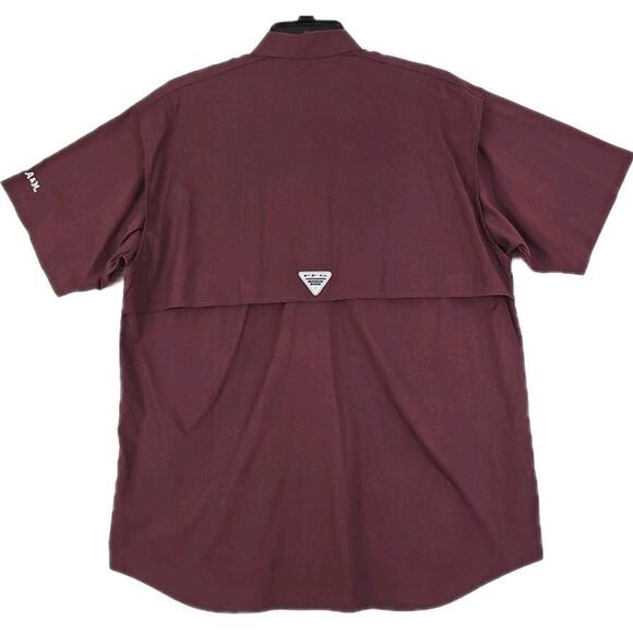 Columbia PHG ~Men's Size M~ Burgundy Vented Button Down Hunting Shirt Texas A&M - Picture 6 of 11